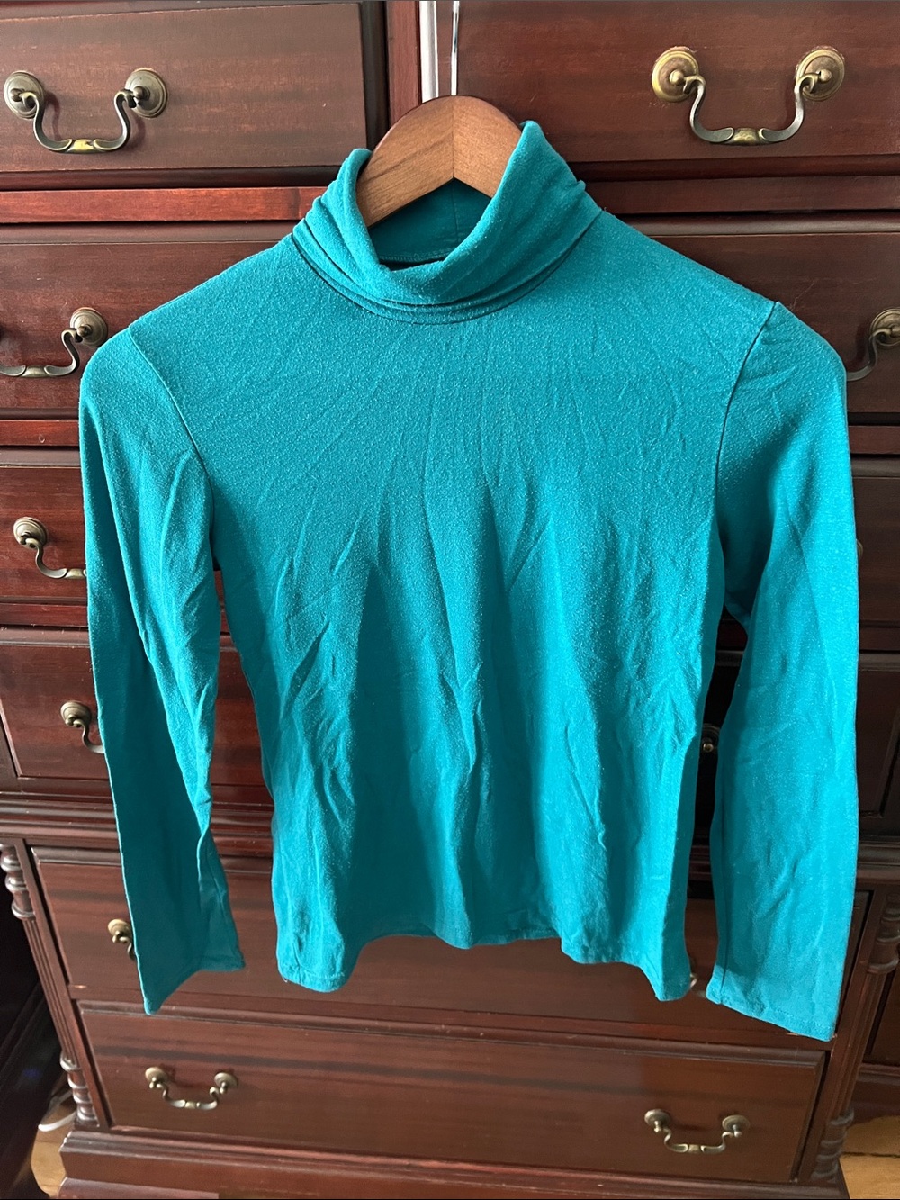 Women's Teal Long-Sleeve Turtleneck Sweater